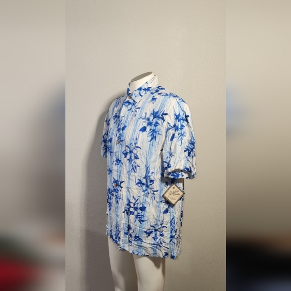 New Paradise Collection Button up Short Sleeve 100% Silk - Picture 2 of 6